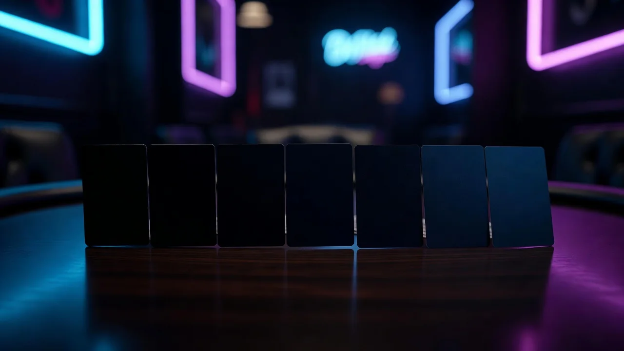 A dealer revealing a baccarat card with a palette on a casino table